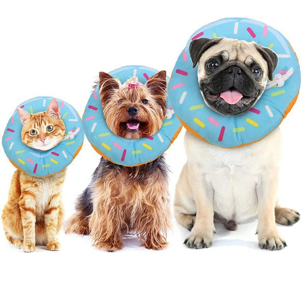 Adjustable Cat Recovery Collar Cute Cat Donut Collar Soft Cone Collars for Cat Wound Healing Protective Cone After Surgery 250716
