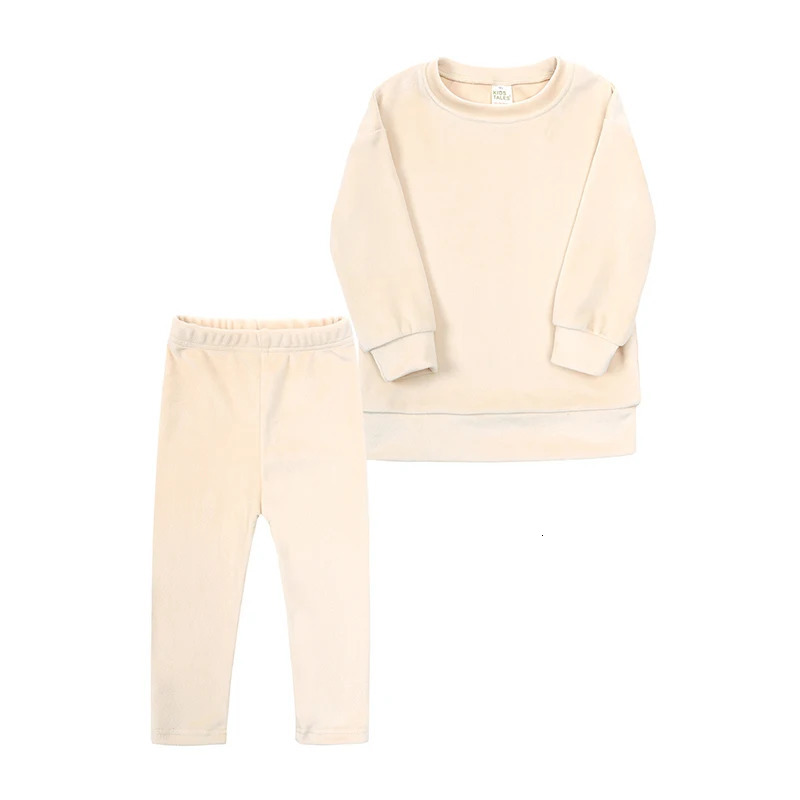 Children Baby Girls Velvet Tracksuit Sets 2 Pieces Toddler Solid Pullover Top Sweatpants Sweatsuits Kids Jogging Suits Outfits 250725
