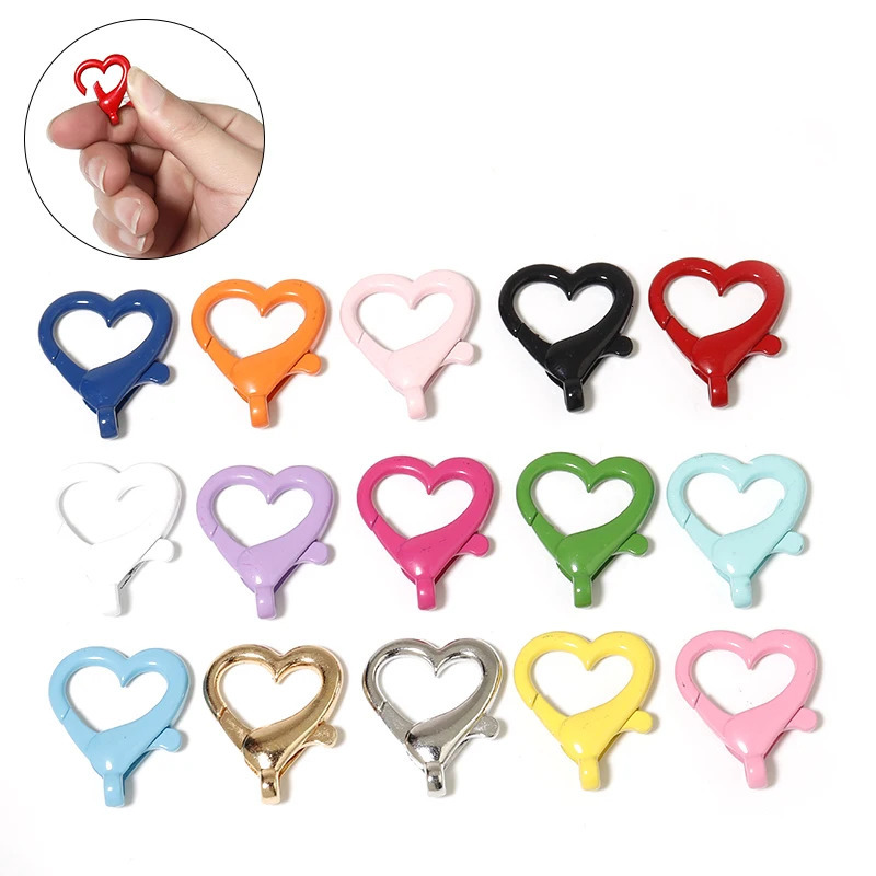 10pcs Heart Lobster Clasps Spring Clasps Metal Carabiner Bag Clips Hook Dog Chain Buckle DIY Keychain Jewelry Making Accessories 250723