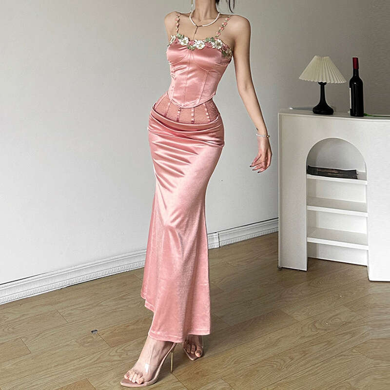2024 Spring New Women's Solid Color Slim Fit Camisole Fashion High Waist Skirt Set 803