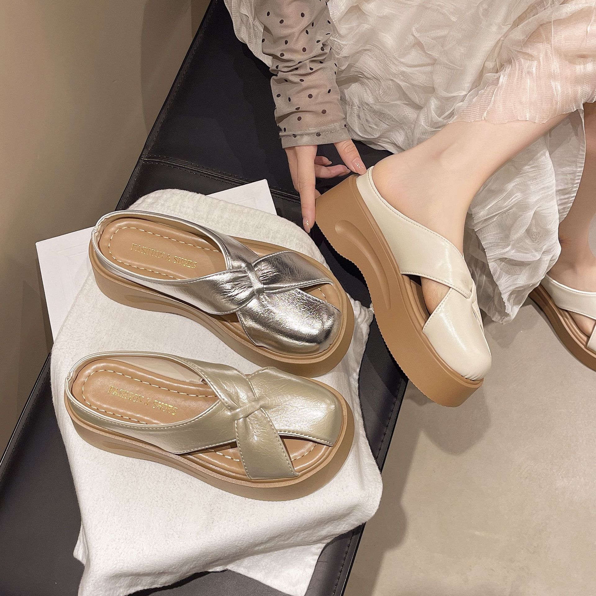 Ddmysports Thick Sole Closed Toe Half For Women New Outdoor Lazy Slip On Sandals Versatile Summer Slippers Outdoor Shoes