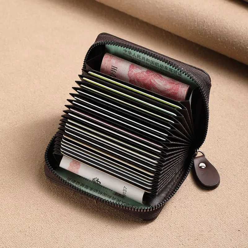 Stylish Card Holder Large Capacity ID Wallet Leather Holder RFID Blocking Wallet Compact Card Case Mens Card Wallet Z250725
