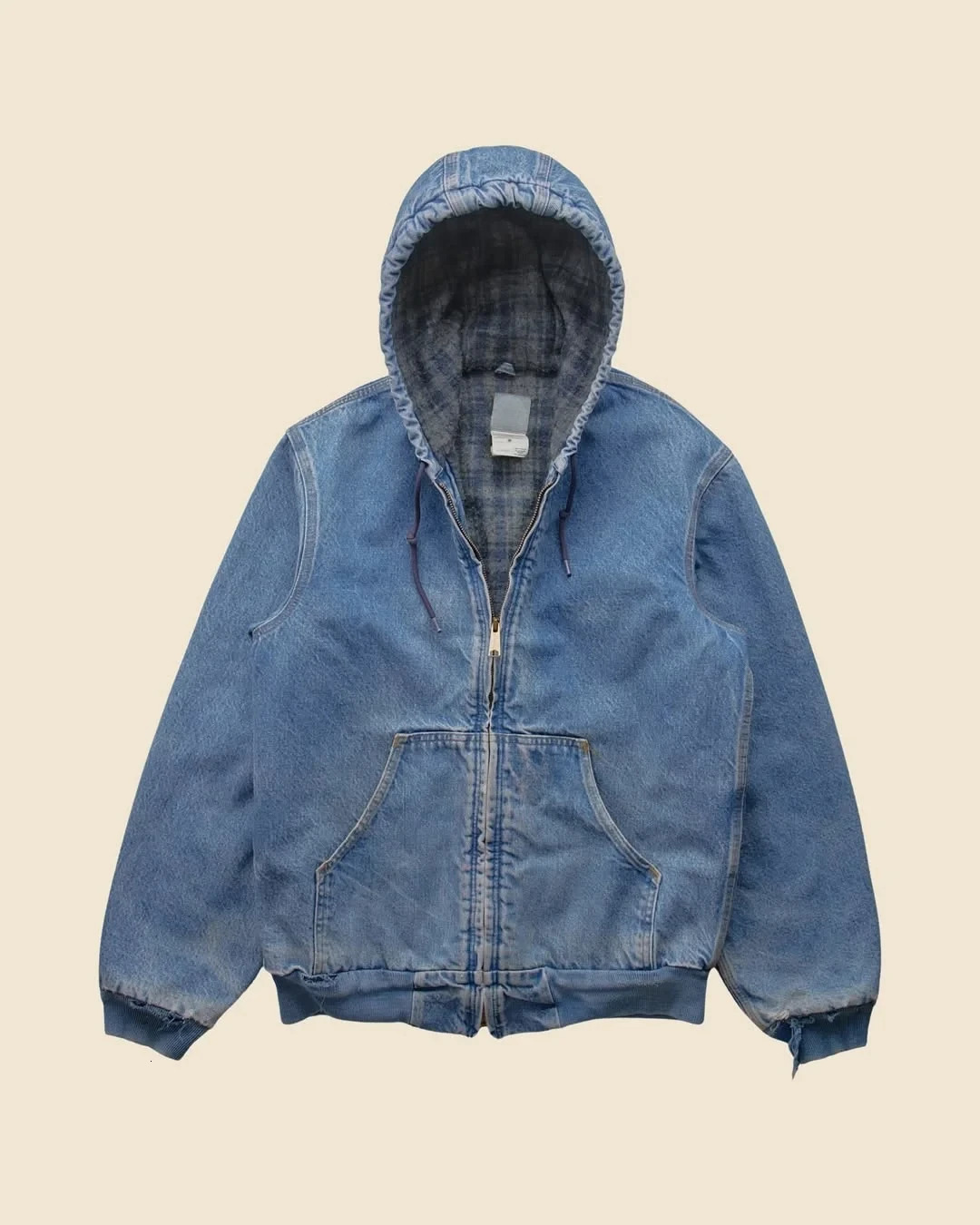 American Retro Washed Old Zip Up Hoodie Men Women Punk Street Style Denim Canvas Jacket Harajuku Loose Casual Workwear Coat Y2k 250723