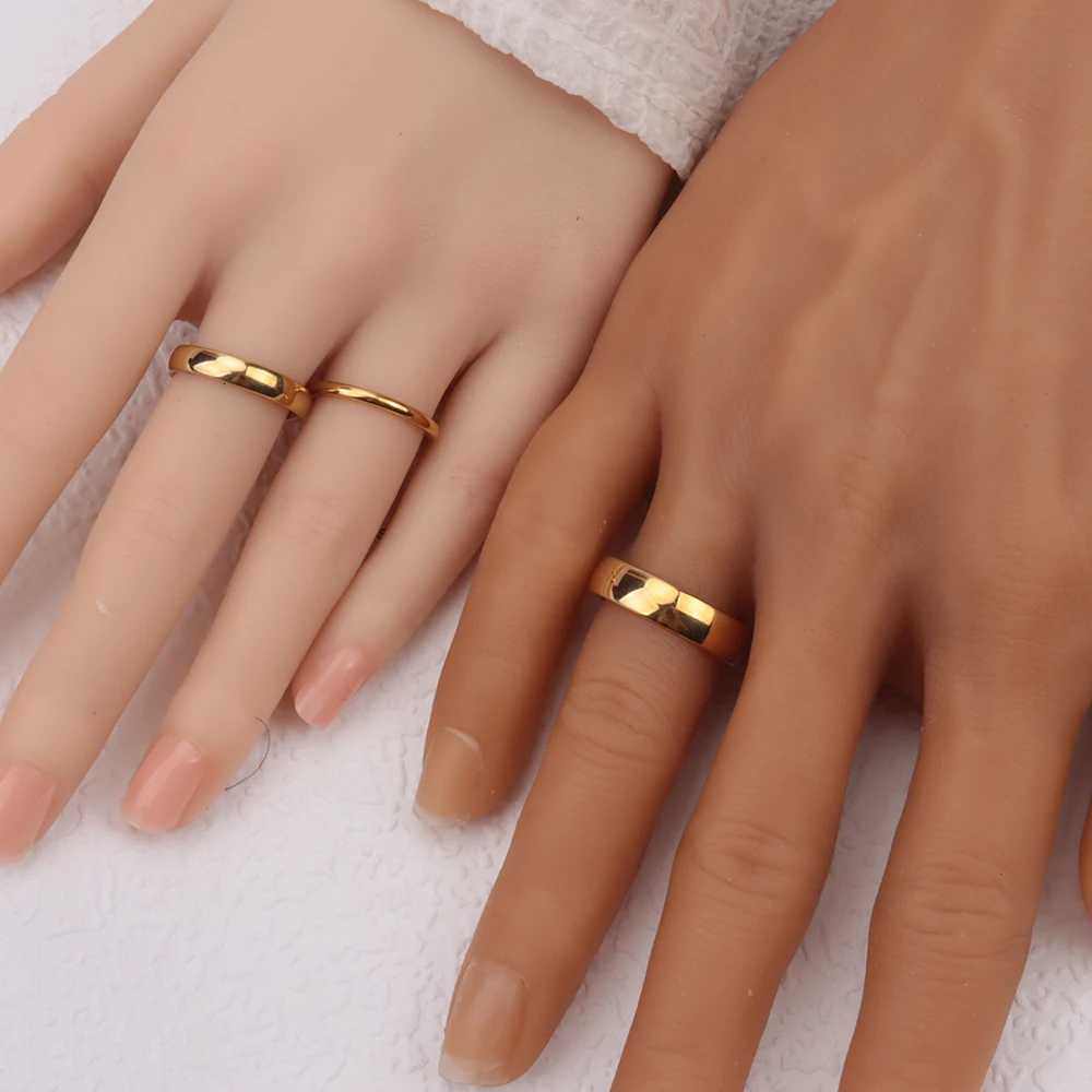 50 pieces/batch wholesale smooth stainless steel rings suitable for men women parties wedding fingers jewelry accessories mixed width 2/4/6mm W250417