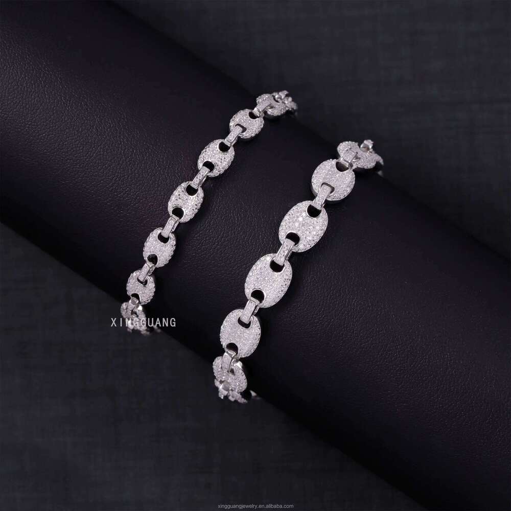 Hip Hop 6mm 8mm Wide S Sier Gold Plated VVS Moissanite Dia Bracelet with GRA Certificate