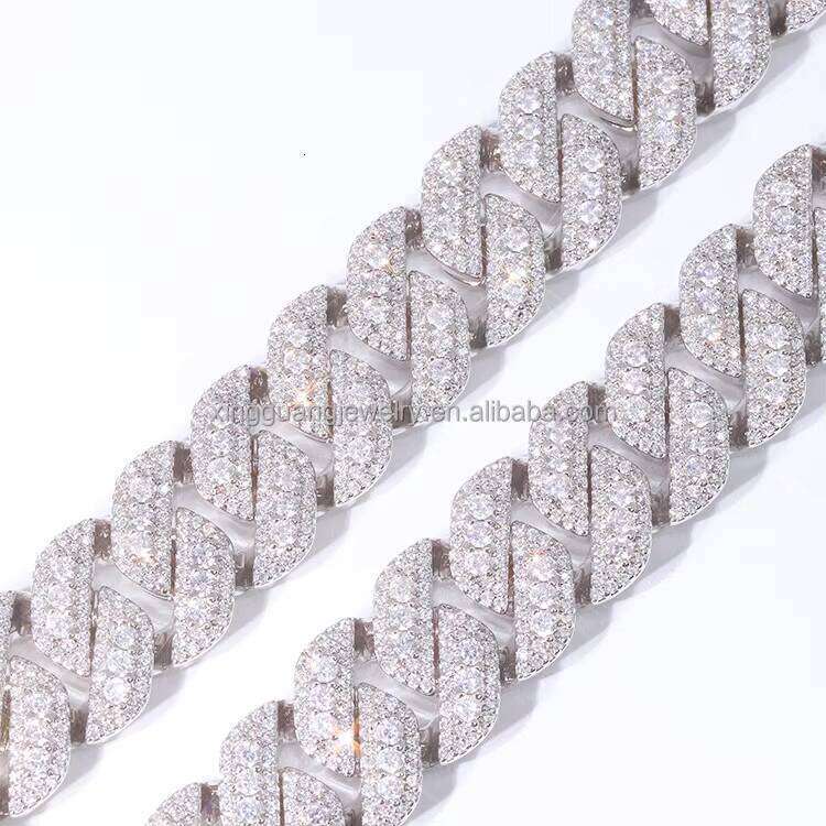 Top Quality 15mm VVS Moissanite Cuban Link Dia Chain S Sier Filled Gold Fine Jewelry Necklace Bracelet Hiphop Men Women