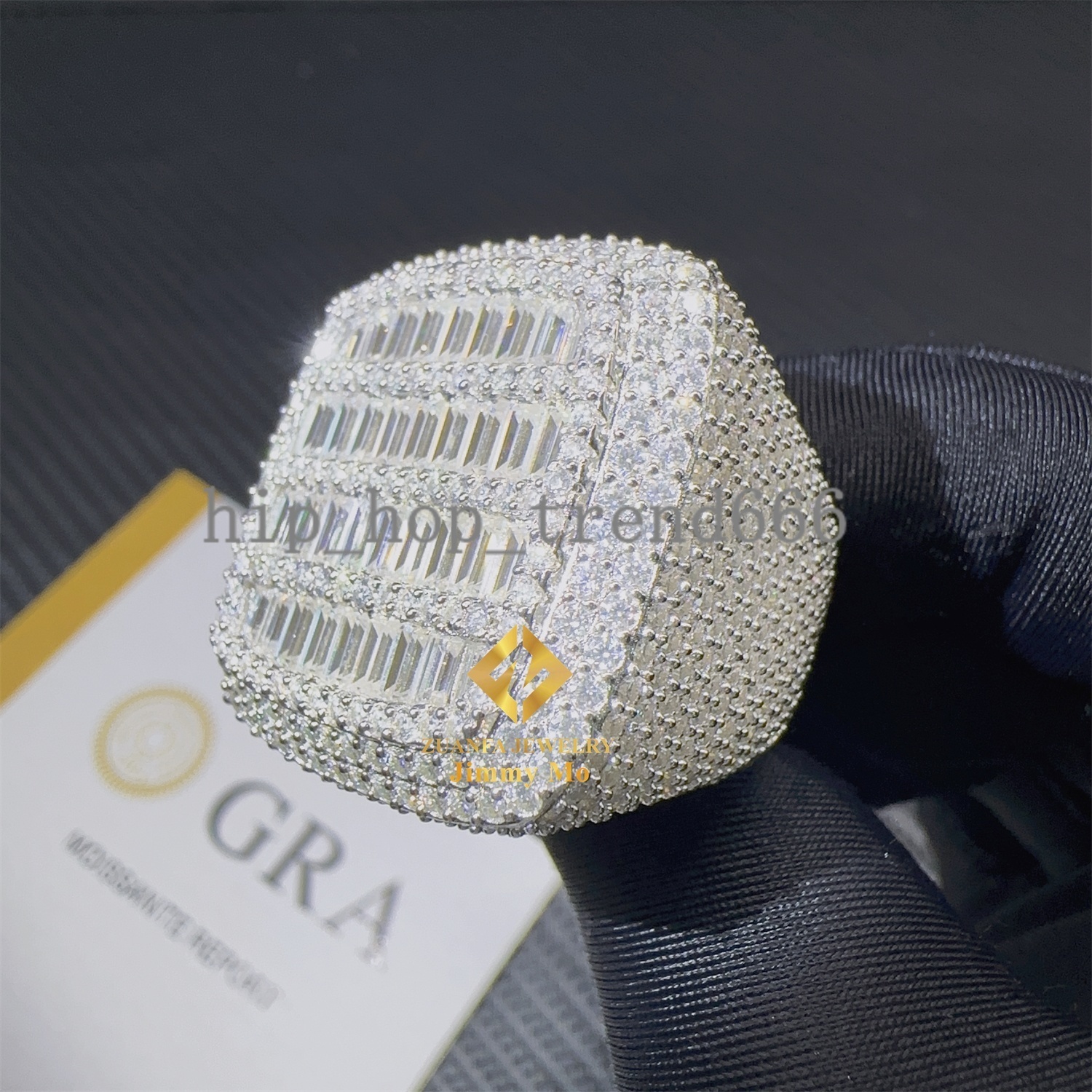 New Arrivals Iced Out Hip Hop Ring 925 Sterling Silver VVS1 Baguette Moissanite Man Pinky Ring