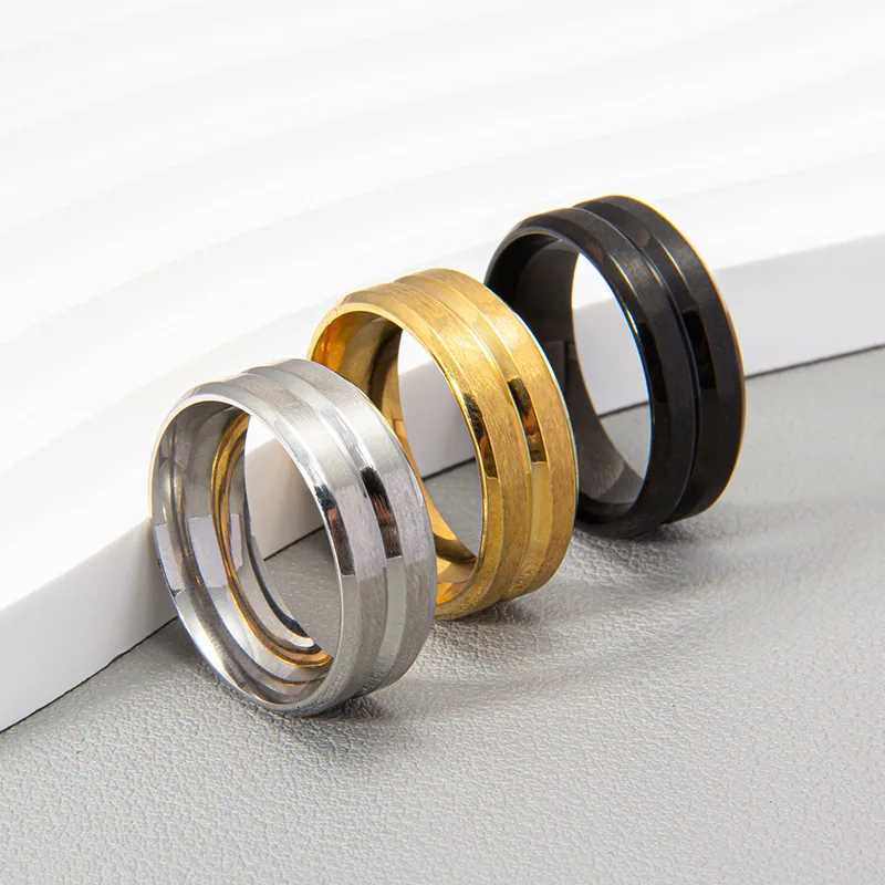 Titanium Steel Frosted Ring Middle Groove for Women Men Jewelry Gift Birthday Present Adjustable Size 5-14 Y250724