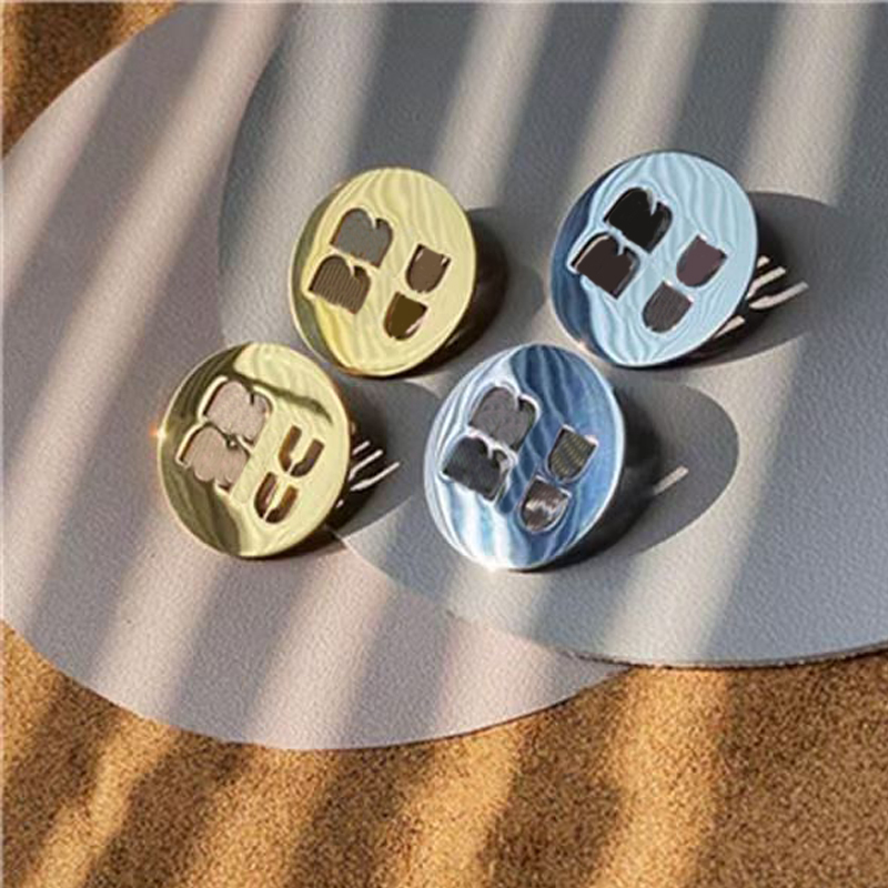 925 Silver Needle muismu letter full of diamond temperament earrings Luxury Korean version of high-grade large diamond earrings clip bone