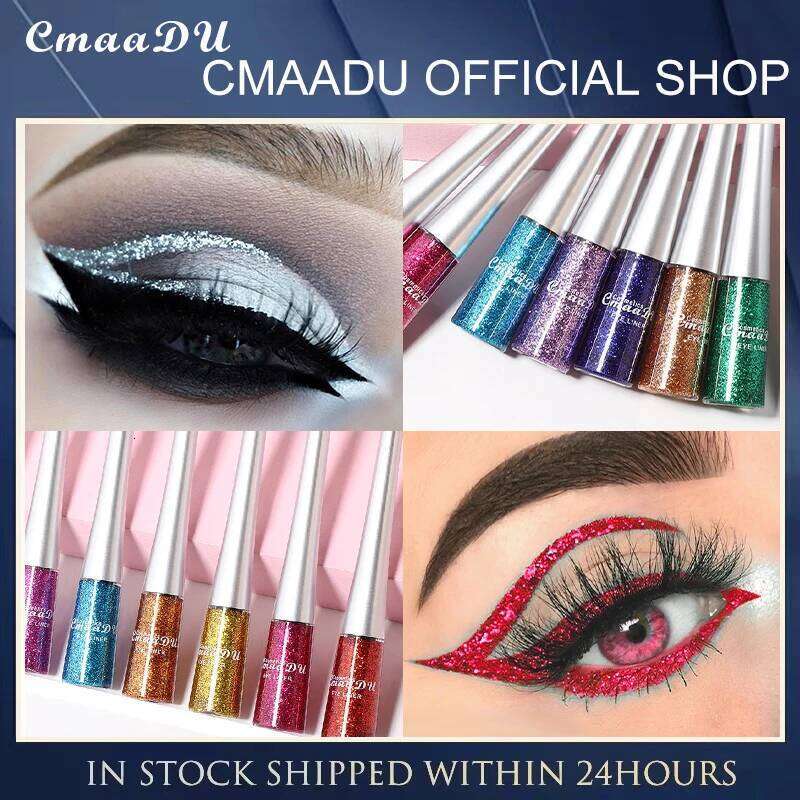 16 Pcs Sparkling Liquid Eyeliner, Does Not Fade Lasting Waterproof, Dazzle Stage High Density Pearl Ultra Shiny Makeup X250725 X25072