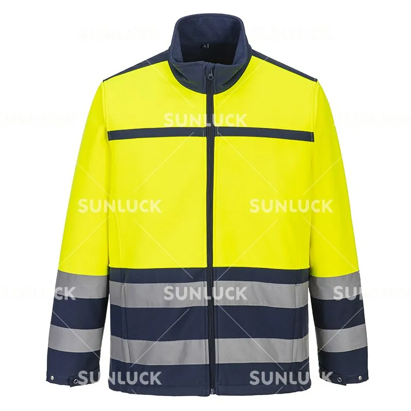 Fluorescent yellow four sided elastic refective jacket NO.YFZ-21