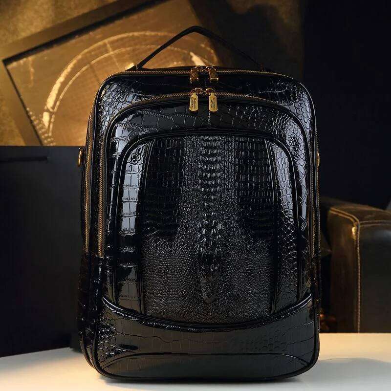 Luxurious designer Light shiny crocodile pattern for men and women 2025 new spring fashion versatile large capacity travel backpack