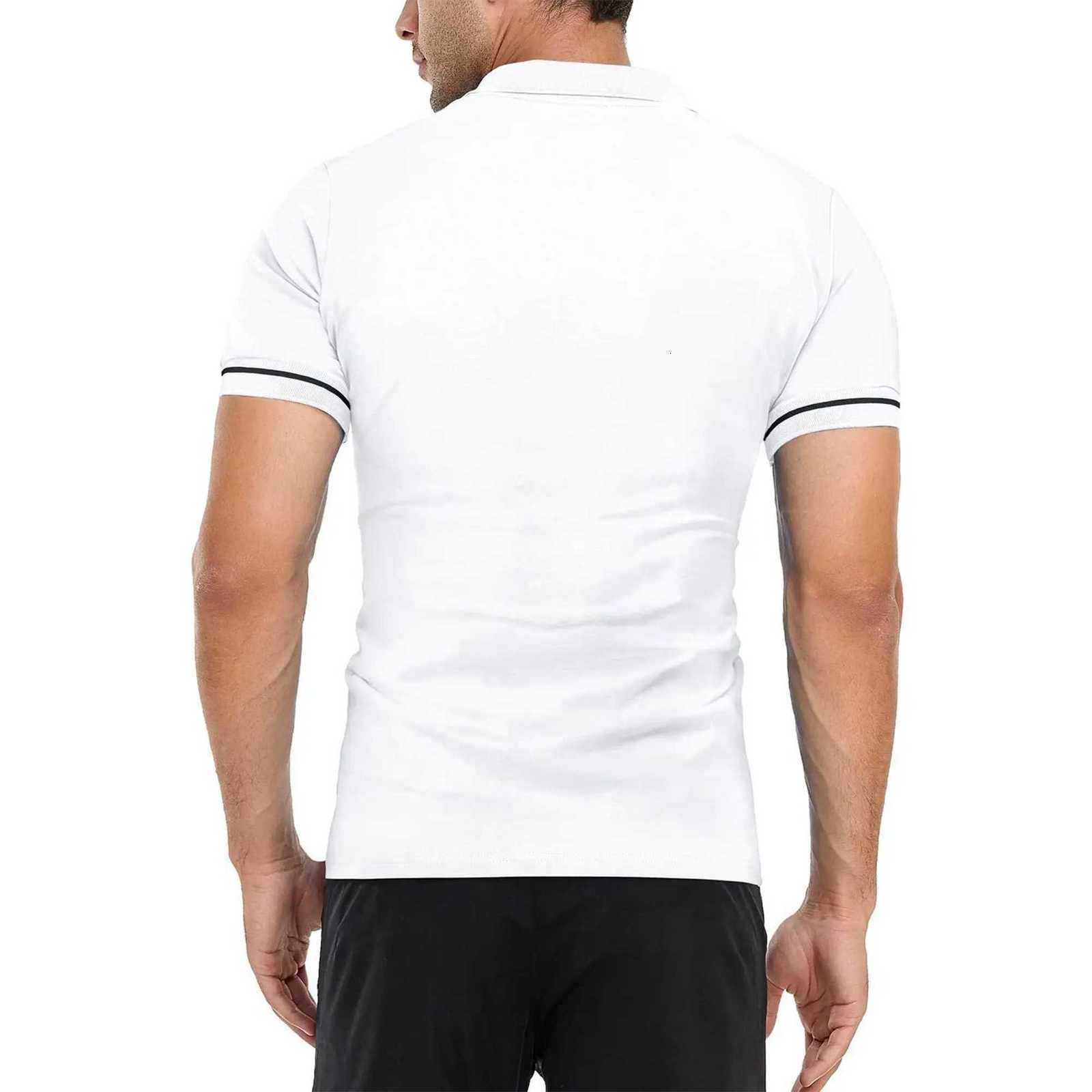 Mens Polo Shirt Color Matching Short-Sleeved Zipper Lapel T-Shirt Casual Shirt XJ250725