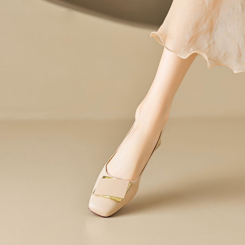 Square Toe Chunky High Heels Women 2025 Summer New French Style Mid Heel Single Versatile Elegant Mary Jane Women's Shoes ddmythur