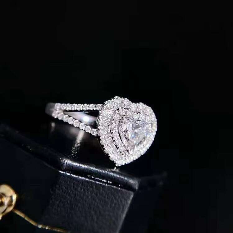 Fine Jewelry for Women VVS Moissanite Lab Grown Dia Ring Custom Heart Cut Center Stone Sier 10 14 18 k Gold Rings