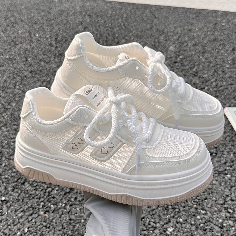Breathable Mesh White Sneakers Women's Sports 2024 Summer New Fashion Versatile Casual Student Thick Sole Shoes ddmythur