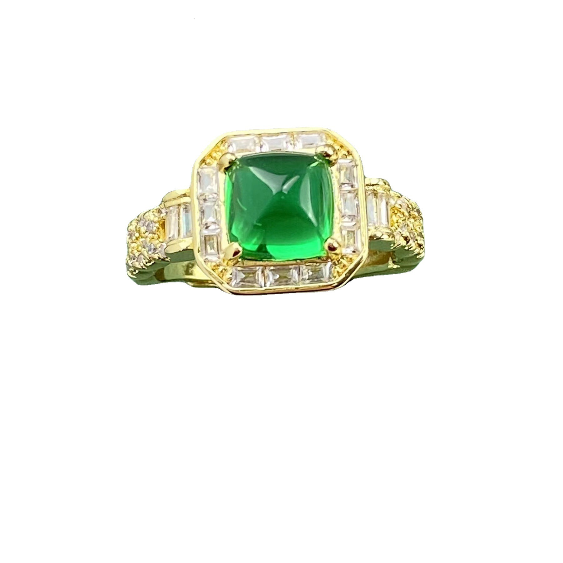 Imitation Natural Colombian Cultivated Emerald Sugar Tower Ring Luxury Jewelry For Women Creative Cuban Chain Design Colorful Designer Jewelry Gem Gre