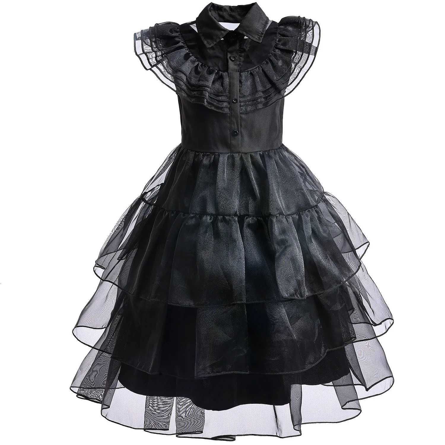 2 3 5 7 8 10 12 Yrs Girls Puffy Wendsday Prom Ball Gown Cosplay Comic Con Carnival Apparel TV Role Play Wendsday Dress Z250725