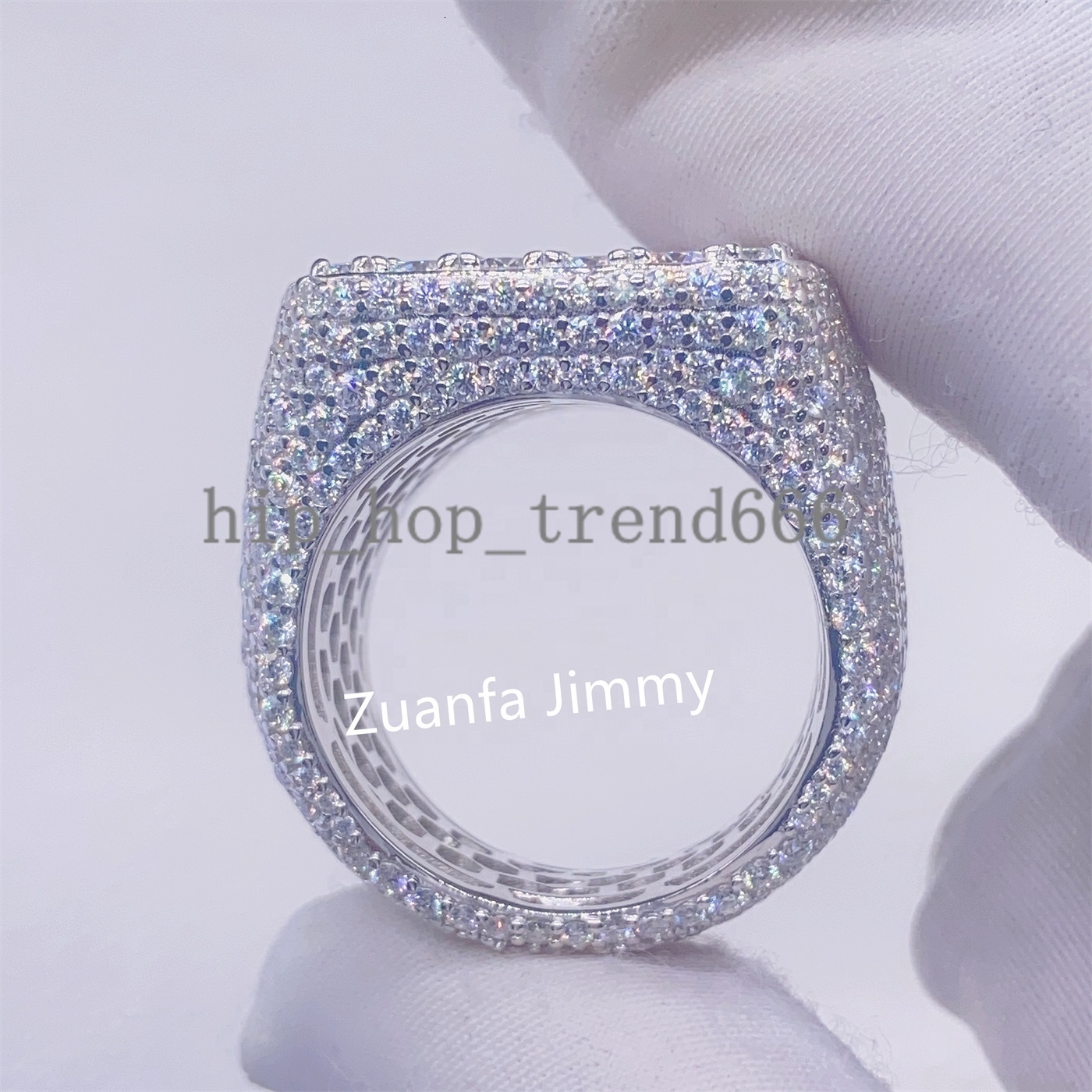 Fashion Jewelry Hip Hop Ring 14k Gold Plated White Gold Plated 925 Silver with Vvs Moissanite Pinky Ring for Man