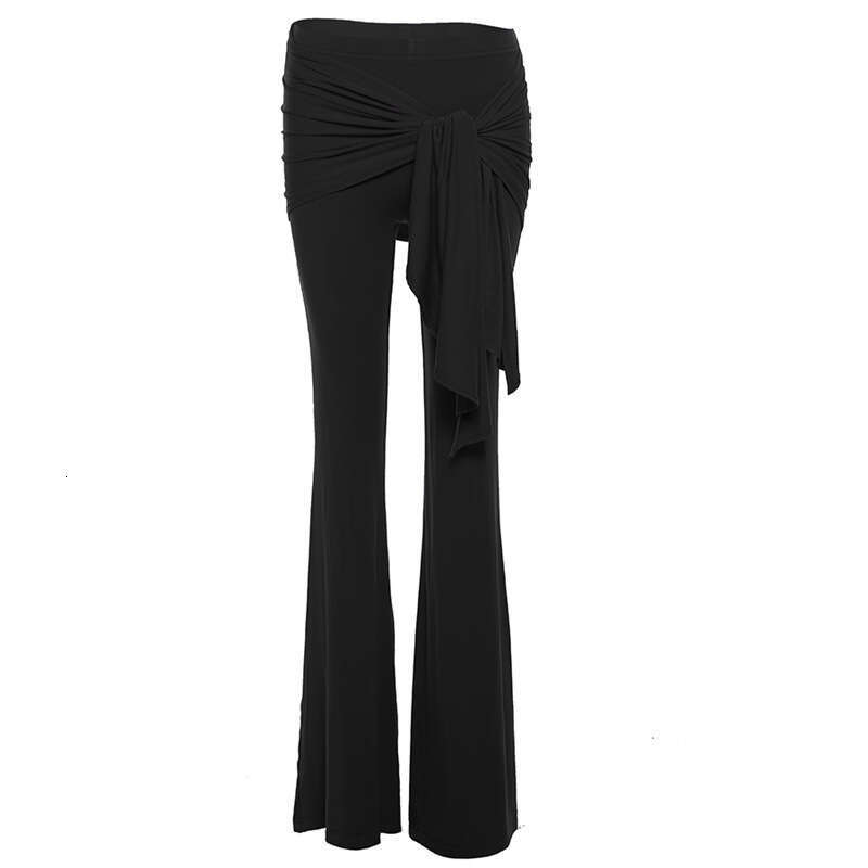 2024 Autumn New Street Fashion Solid Color High Waist Tie Flared Casual Pants for Women 4fe