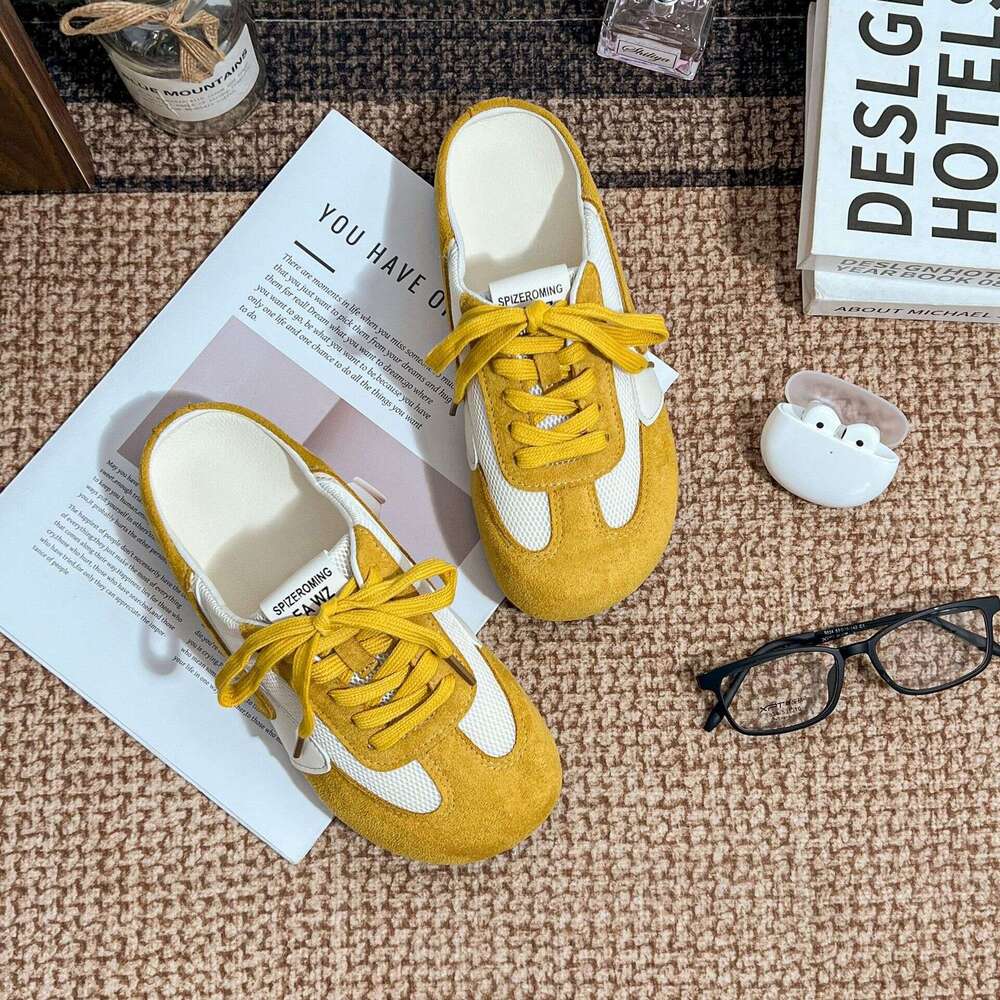 Designer Closed-Toe Half Slippers Summer Lazy Style Slip-On Mules Single for Women Outdoor Wear High-End Casual Shoes