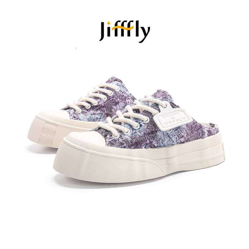 Jifffly Women's Half Slippers Closed Toe 2024 New Summer Outdoor Low-Cut Soft Sole Height-Increasing Canvas Shoes