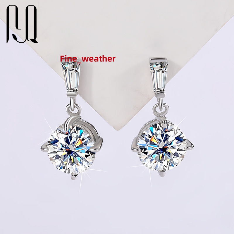 PYQ 1ct+1ct VVS Moissanite Stud Earrings With GRA Certificate 925 Silver Stud Earrings Moissanite Pendant Earrings for Women