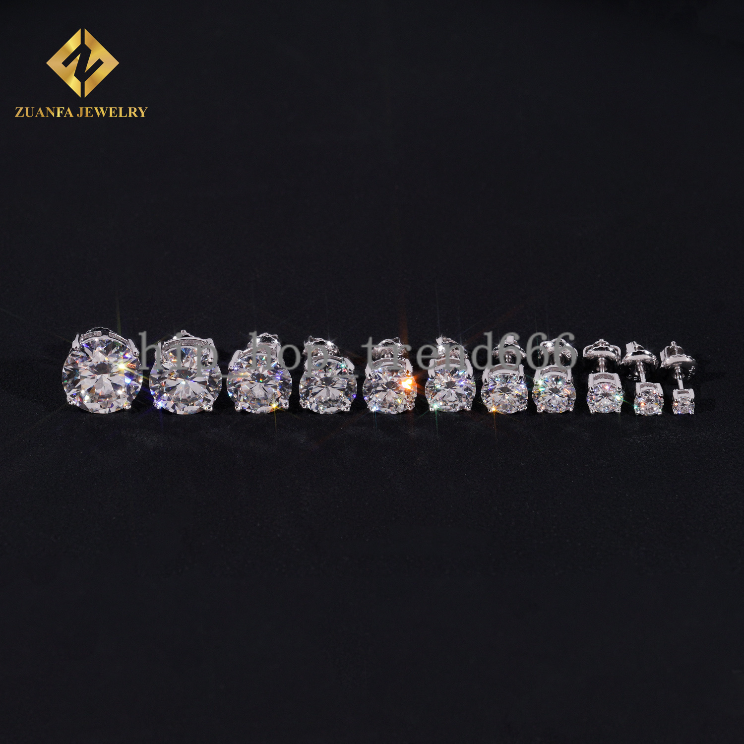 Ready to Ship Jewelry Round Brilliant Cut VVS GRA Certificate Moissanite Diamond Sterling Silver Screw Back Stud Earrings