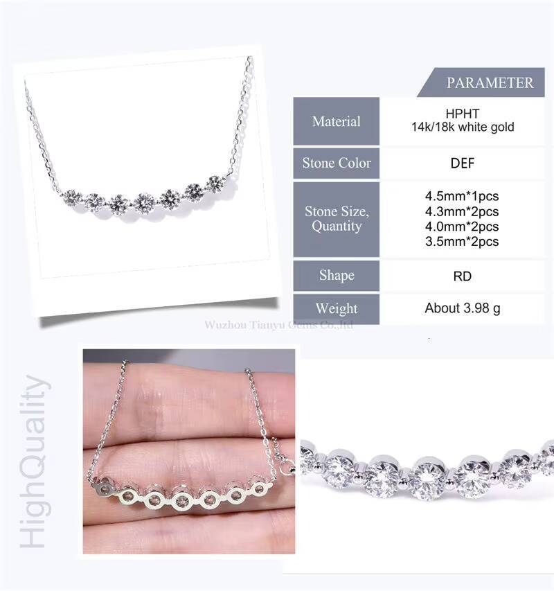Tianyu Lab Created Diamond Fine Jewelry Hpht Custom Made Bridal Pendant CVD White Gold 14k 18k Lab Grown Diamond Necklace