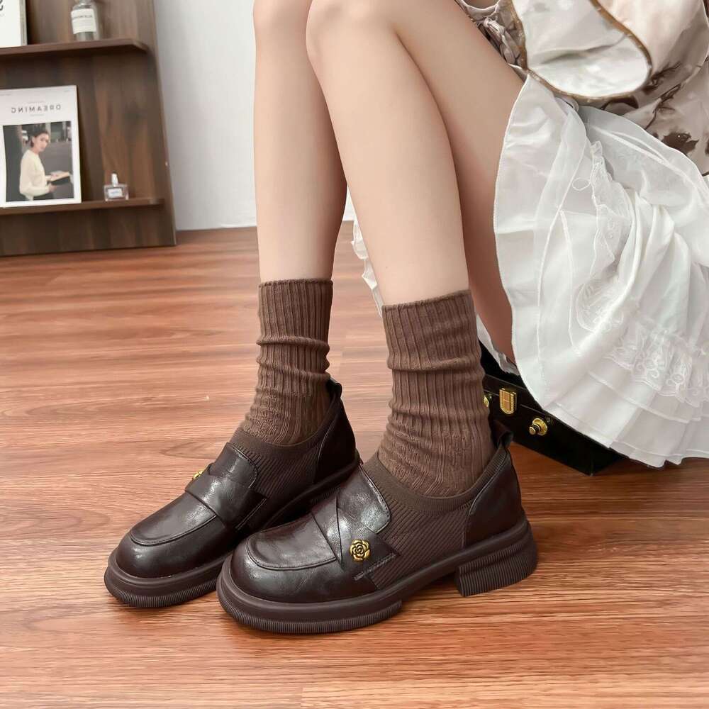 Designer Small Women, High-End Comfortable Soft Leather Shallow Loafers, Versatile Uniform Shoes for Women