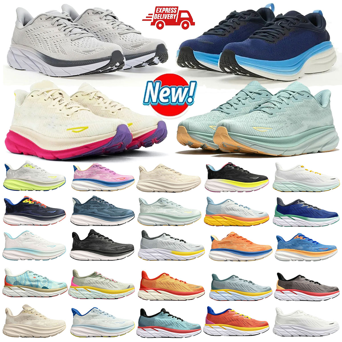 Designer Bondi 9 Clifton 9 Hokasneakers men Casual Bondi 8 Cliftons Shoes Sports Harbor Mist Black yellow Carbon X 2 Free People Designer Athletic Clifton 8 Men Womens