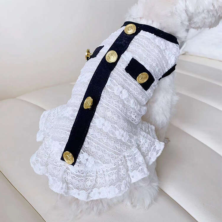 Pet Summer Lace Dress Little Chanel Style Small Dogs Cats Thin Milk Dog Clothes