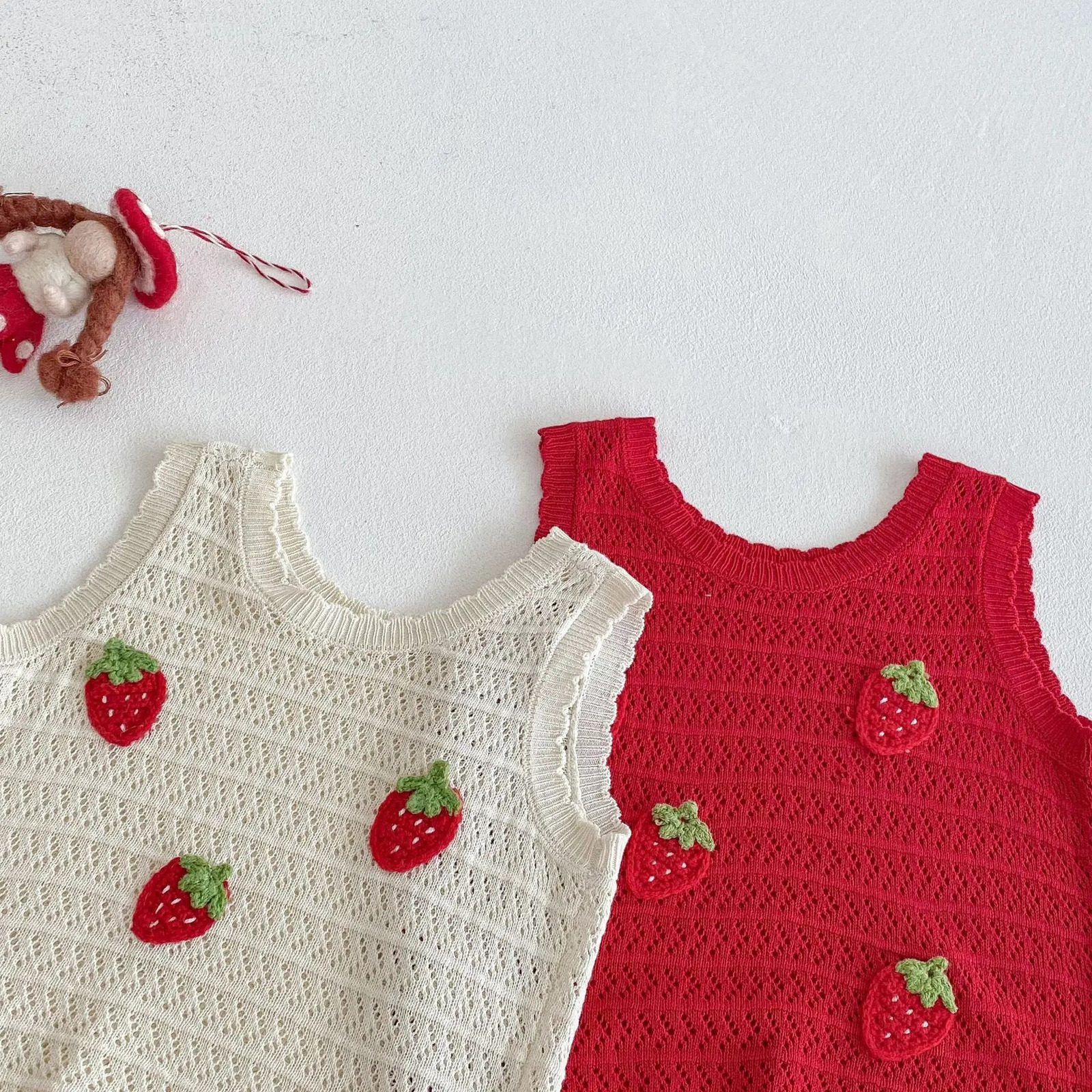 Summer Kids Clothing Set Strawberry Vest And Wide Leg Pants 2 Pcs Girls Suit Clothes Suit 250725