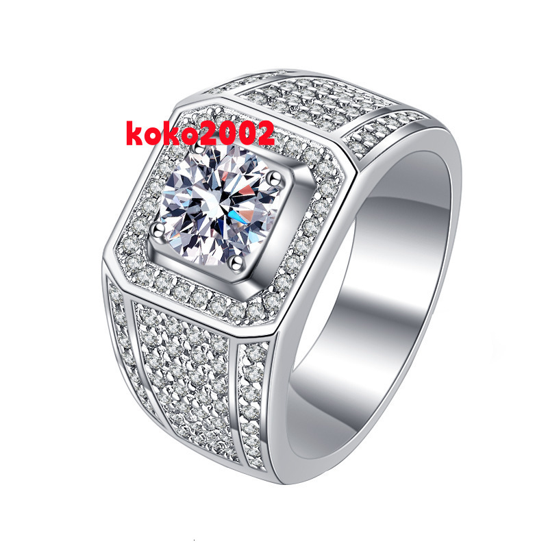 Fine Jewelry 2CT VVs1 Moissanite Synthetic Diamond Heavy S925 Sterling Silver Men Rings of Gifts