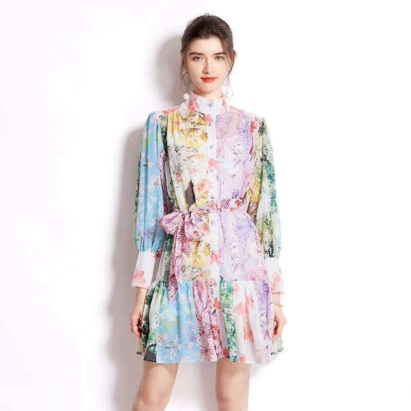 Summer Square Block Print Mini Dress