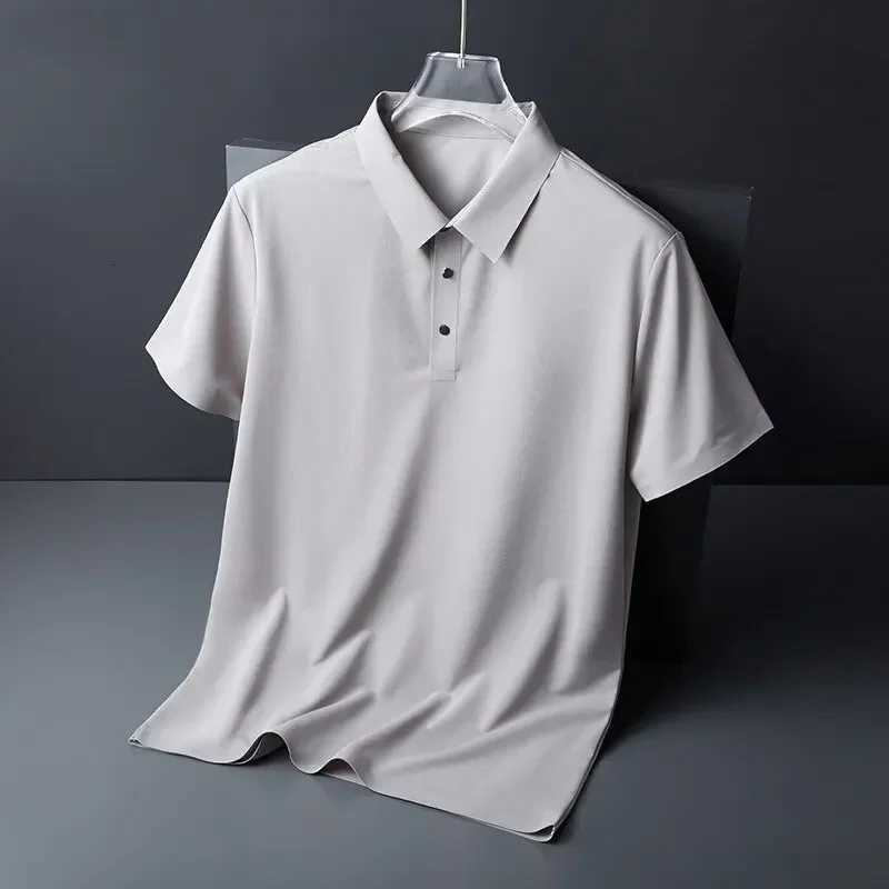 Summer Ice Silk Polo Shirt High-End T-Shirt Solid Color New Half Sleeve Non-Marking Casual Lapels Business Thin Menswear 2025 XJ250725