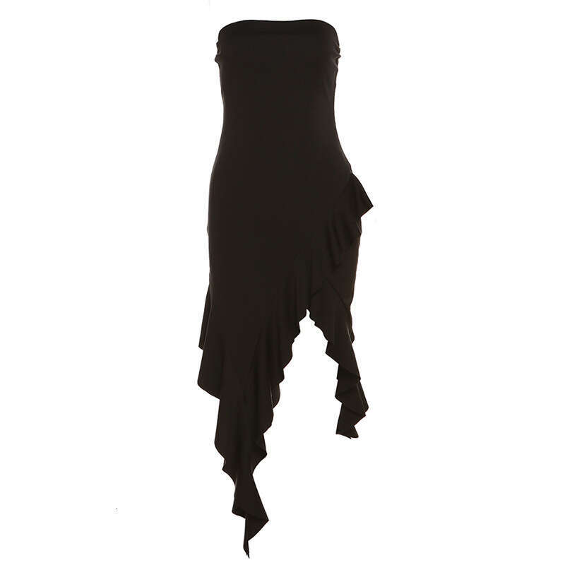 2023 Spring/Summer New Women's Solid Color Slim Fit High Waist Fashion Off-Shoulder Backless Dress 7b9