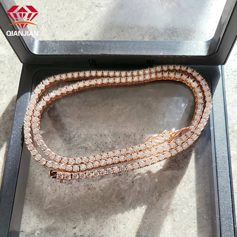 Jewelry 925 Silver 2mm-4mm Tennis Chain Gold Plated Necklace Tennis Chain