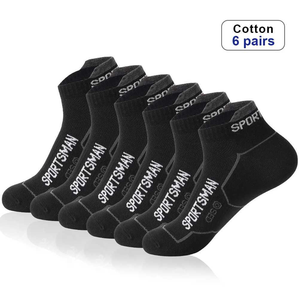 6 Pairs High Quality Socks Men Summer Man Short Socks Breathable Ankle Socks Cotton Sports Socks Black Thin Cut Run Men Socks X250725