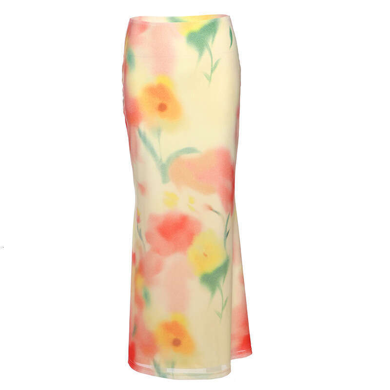 2025 Spring New Women's Solid Color Slim Fit Street Fashion High Waist Pencil Print Skirt 3d3