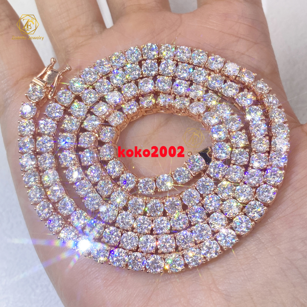 Hip Hop Style 925 Silver GRA VVS Moissanite Diamond Tennis Chain 2MM-6.5MM Necklace Cheap Price Cuban Jewelry for Men Women