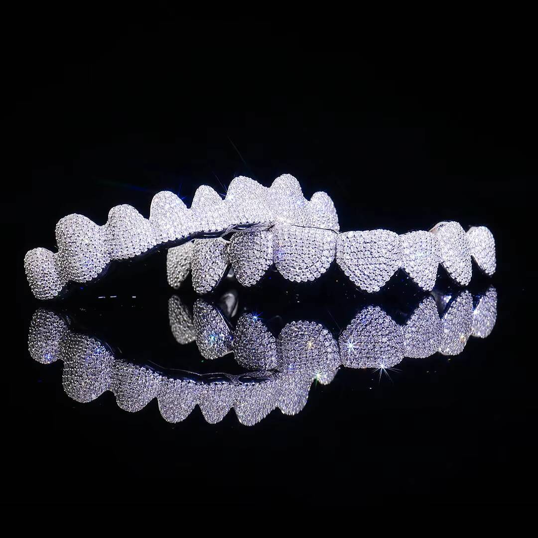 PROVENCE Custom Grillz Teeth 10k 14K 18k Gold Grillz Iced Out VVS Moissanite Grillz Diamond for Dentures False Teeth