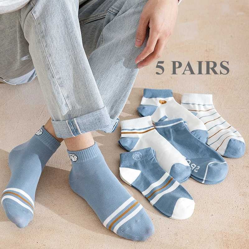 6 Pairs Striped Sports Socks Men Fashion Low Cut Ankle Socks Boys High Quality Short Socks X250725