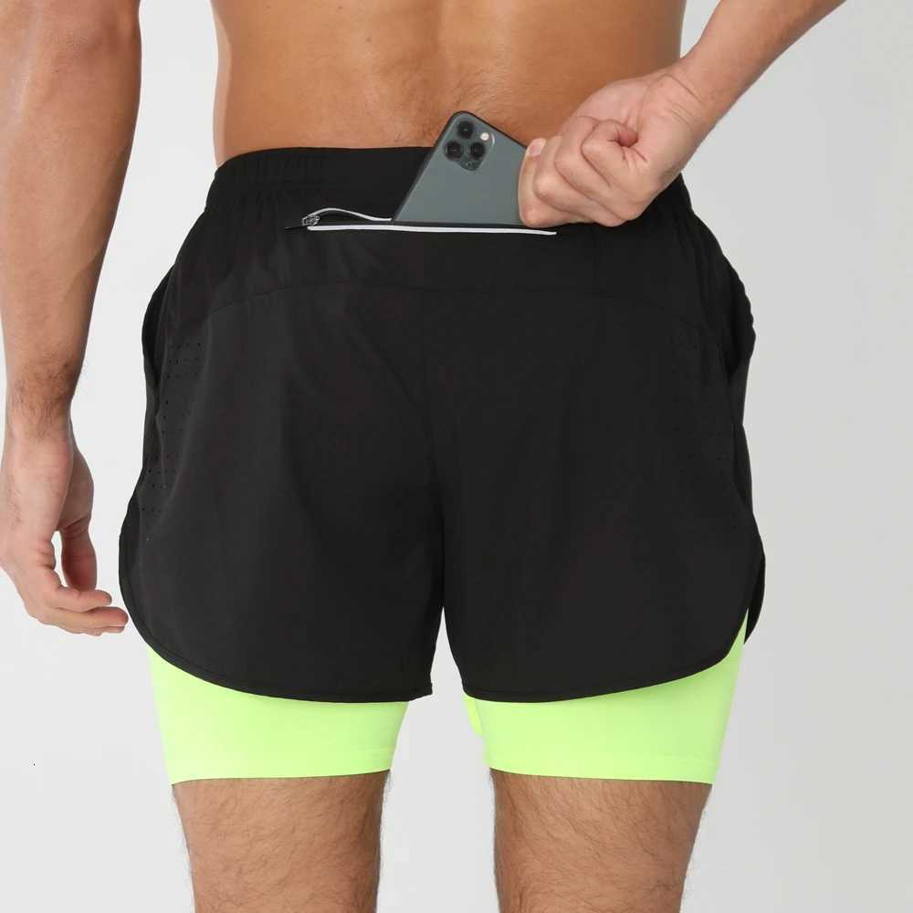 New Mens Running Double-Layer Shorts Quick-Drying Fitness 2-in-1 Shorts Mens Sports Workout Training Bodybuilding Shorts Male W250724