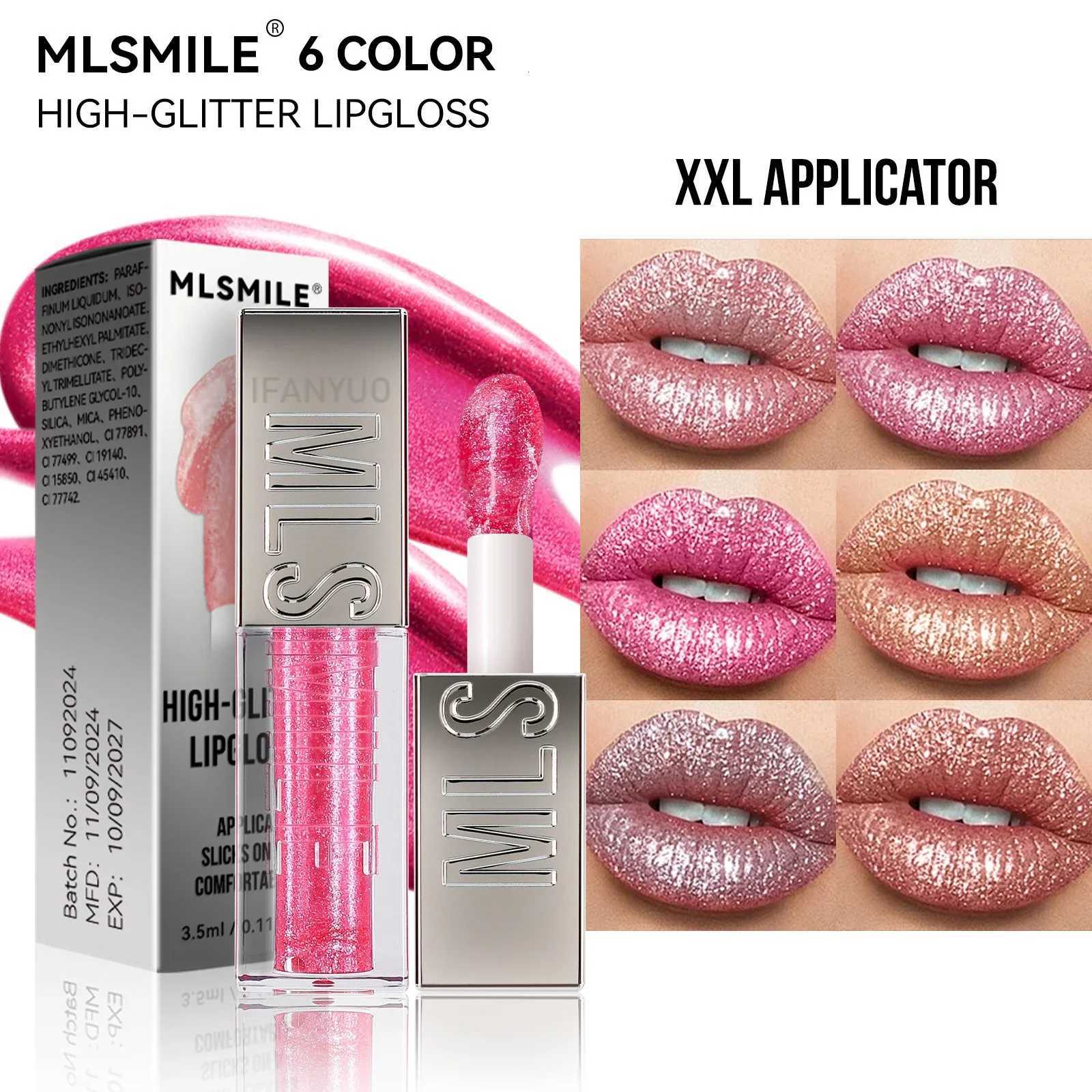 Wet Shiny Liquid Lip Gloss Diamond Shimmer Glitter Big Brush Lip Plumper Oil 6Colors Sparkling Highgloss Sequins Pearly MakeupXJ250724