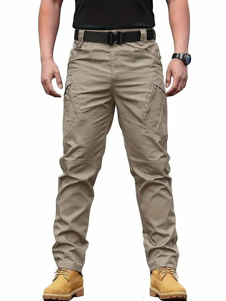 Mens multifunctional pocket tactical pants wearresistant Cargo Pants water repellent suitable for hiking and outdoor work 250717