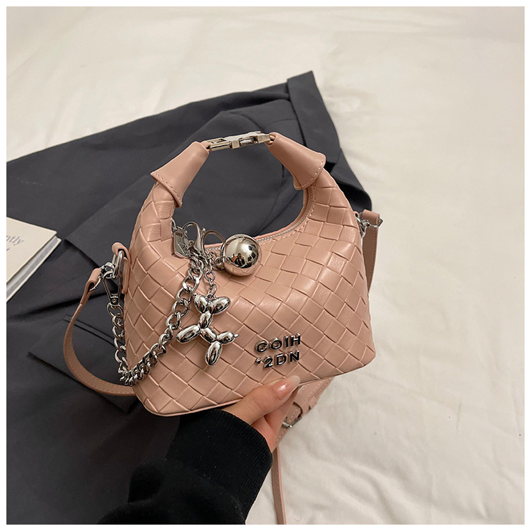 Luxury Brand Designer Bag Korean Style Woven Handbag For Women 2025 Spring Summer New Light Luxury Niche Chain Crossbody Shoulder Bag Crescent Bag