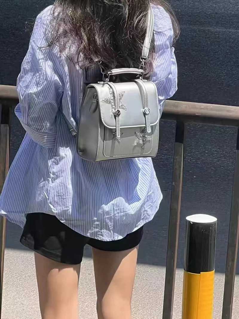 Jiaerdi Star Sier Backpack Wen 2023 New Harajuku Shine Leather Cute Y2k Mochila Fem Vintage Fairycore Backpacks Ahetic Y250724