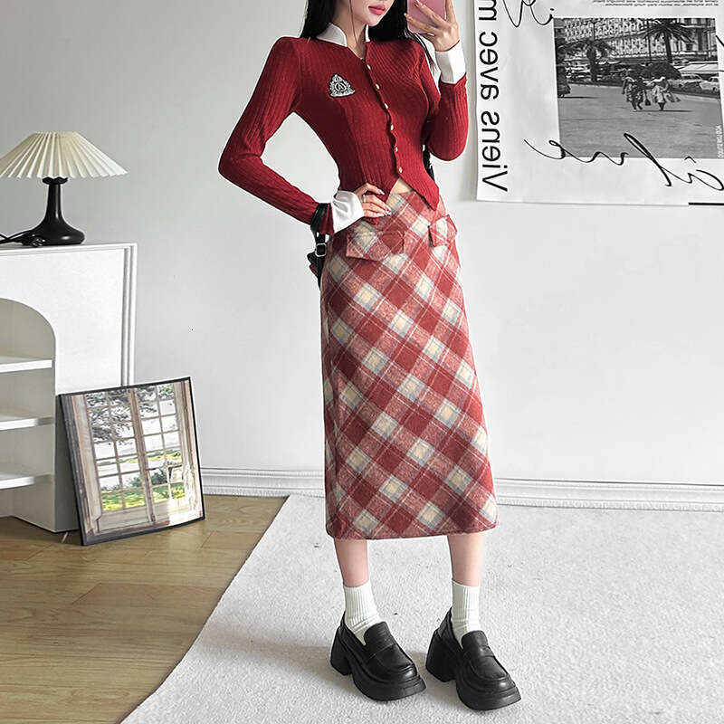 Women's Clothing 2023 Autumn Winter New Long Sleeve Turn-Down Collar Cardigan T-Shirt High Waist Bodycon Short Skirt for Women c4b