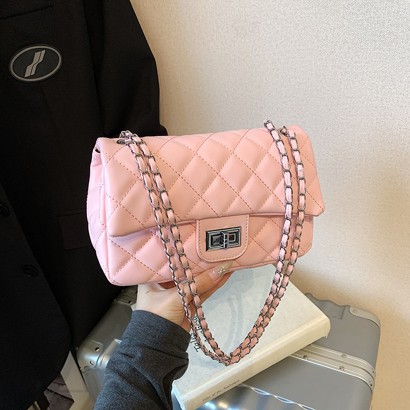 Free shipping designer bags for womens Shoulder bags black pink beige sliver red yellow Fashionable Advanced chain diamond grid single shoulder crossb